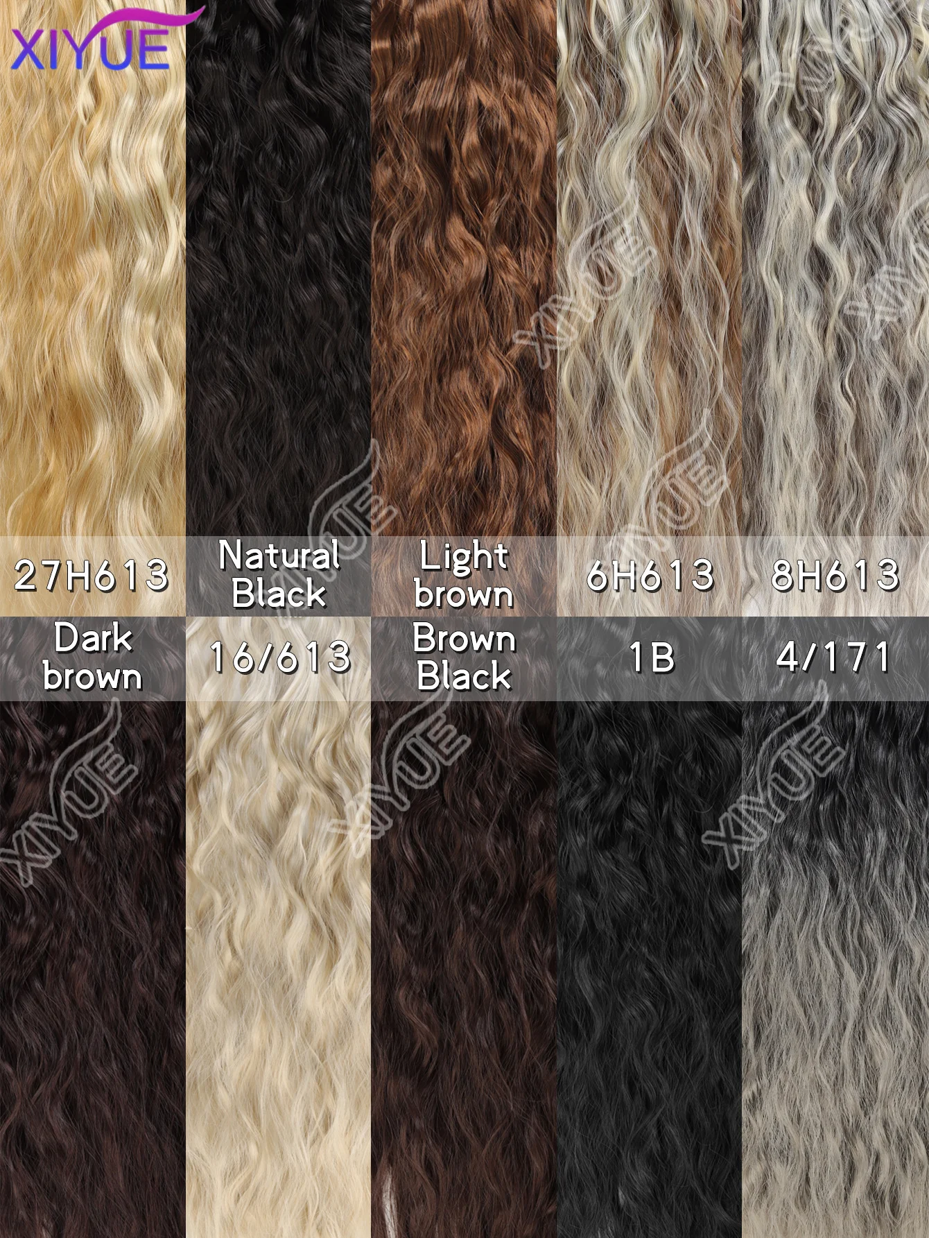 XIYUE synthetische clip-in haarextensies 24 inch lange watergolf haarverlenging voor vrouwen volledig hoofd synthetische haarextensies