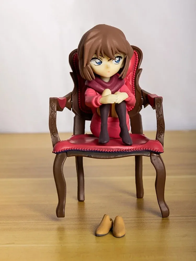 In Stock Anime Detective Conan Haibara Ai Anita Haile Sit on Chair Model Figure Toys