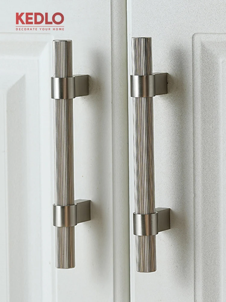 KEDLO Massivmessing-Griff, 500 mm lang, für Küchenschrank, Kühlschrank, Schranktür, Schublade, gebürsteter Nickelgriff – Detail 9