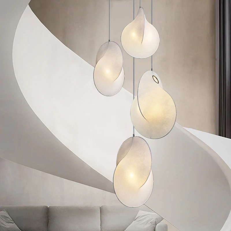 

Italian Designer LED Suspension Light Silk Fabric Art Chandelier Hanging Lamp for Living Room Bedroom Hotel Mall Decor Lighting