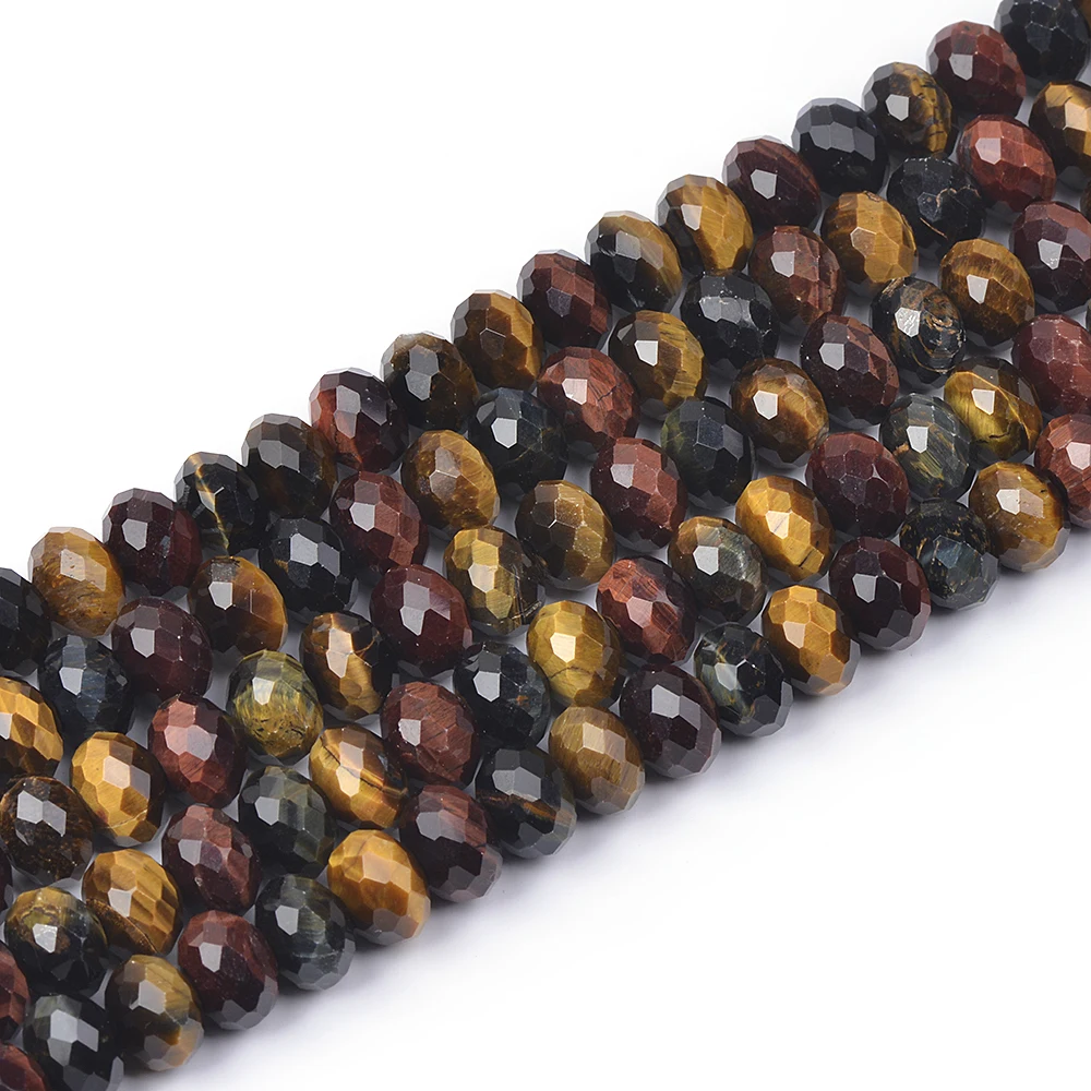 

Natural Dyed Tiger Eye Stone Loose r Beads for Jewelry Making DIY Faceted Rondelle Handmade Bracelet Accessories