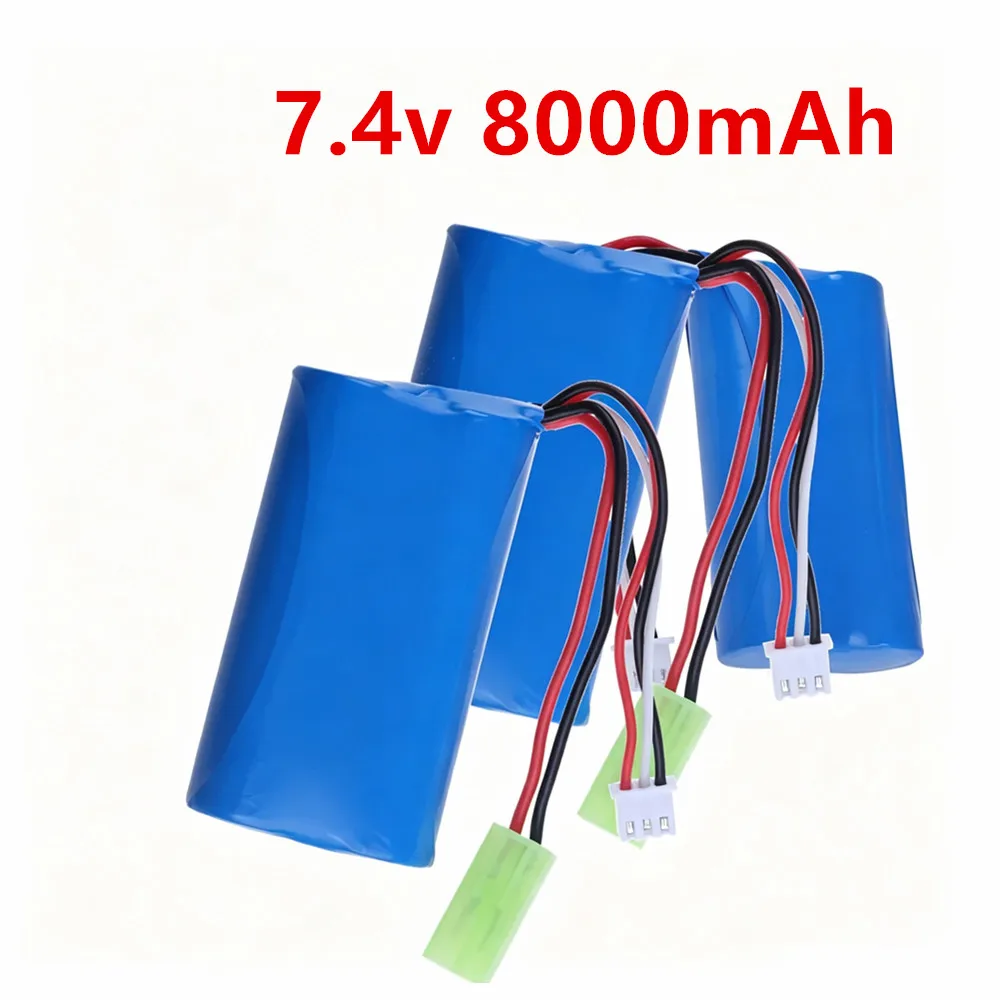 18650 Li-ion Battery 7.4V 8000mAh with Mini Tamiya Plug for remote control helicopter Car Tank Boat accessories 2S 7.4 V