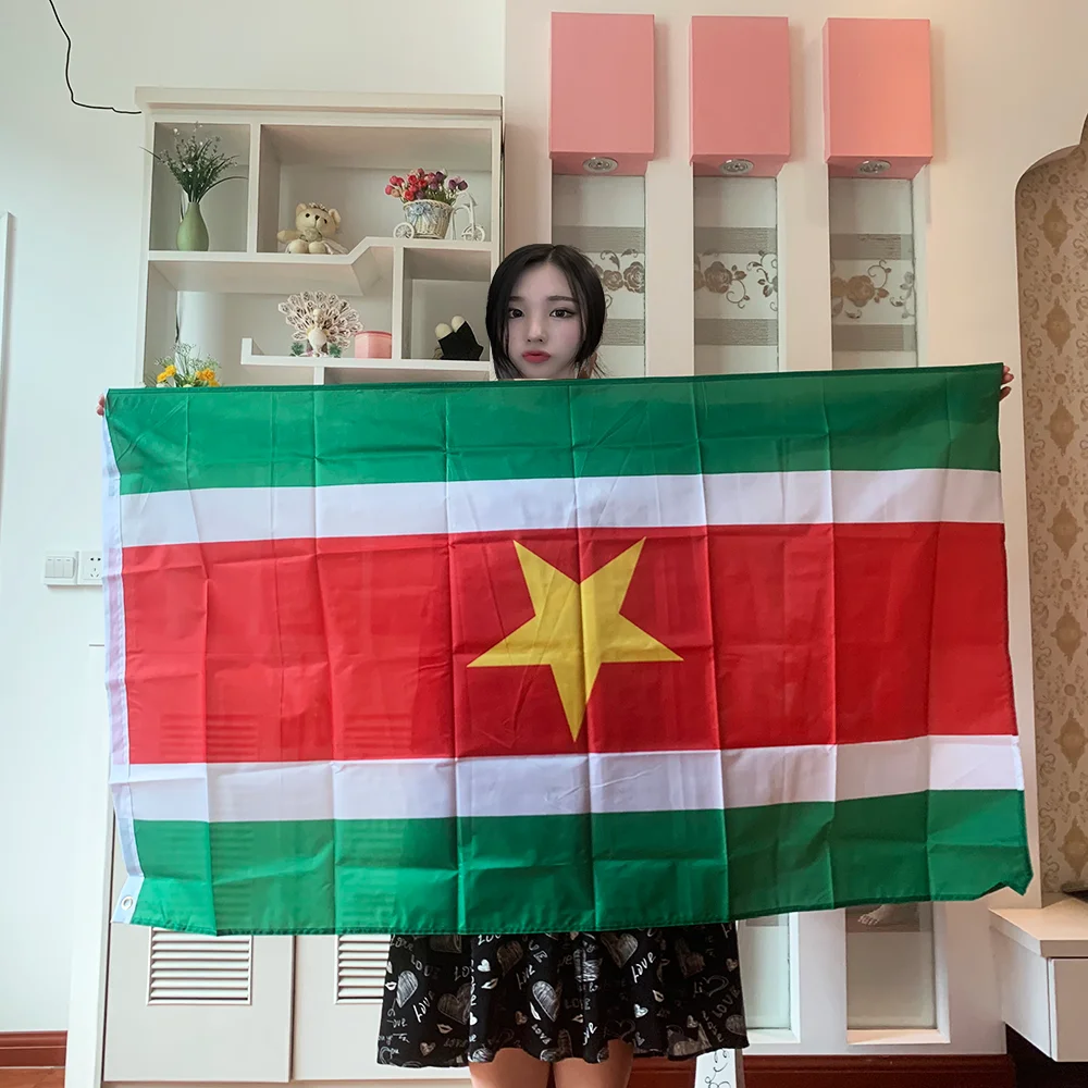 

Suriname Flag 90X150cm High Quality Double Sided Printed Polyester Suriname flag Activity National Banner For Decoration