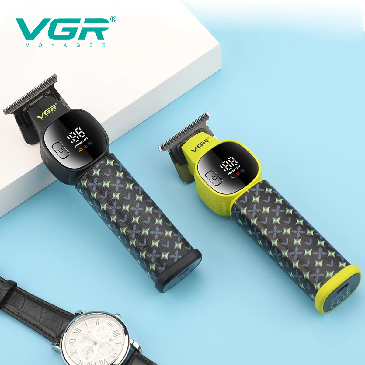 VGR新型バリカン LEDインテリジェントデジタルUSBヘアトリマー セラミックステンレス鋼刃 プロ仕様電動バリカン V-185