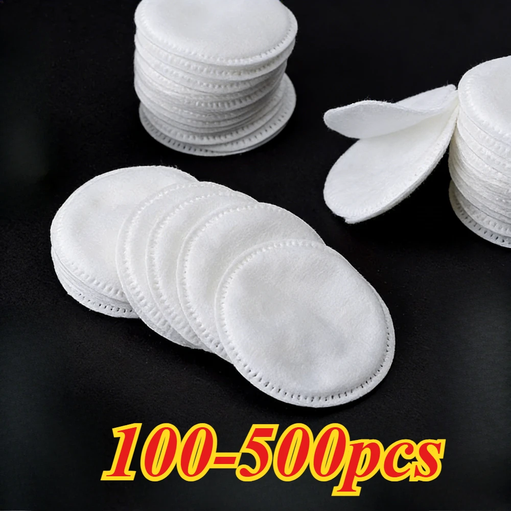 100-500PCS Disposable Soft Round Cotton Pads Multi-Use Tool for Nail Art Cleaning, Facial Makeup Removal & Daily Cosmetic Care