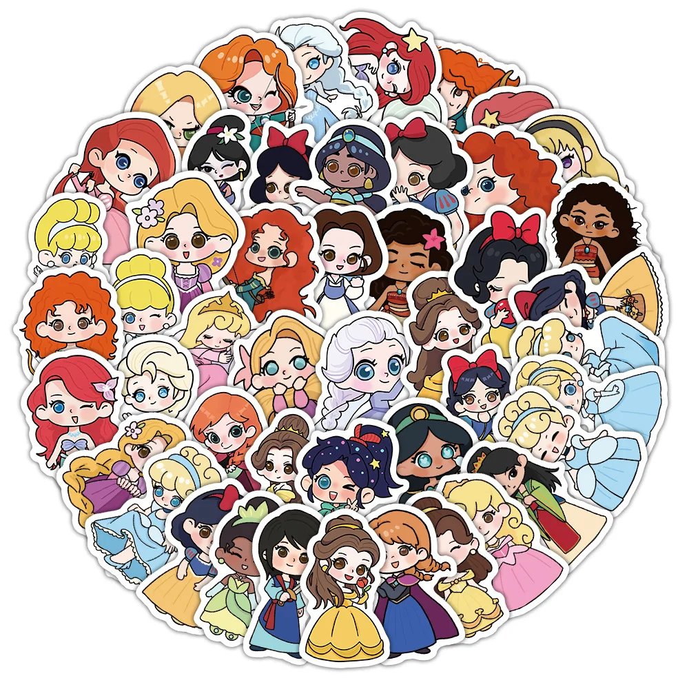 100 قطعة ديزني سنو وايت ارييل حسناء الأميرة ملصقات الجمالية الكتابة على الجدران الشارات للأطفال محمول الأمتعة سجل القصاصات مذكرات ملصق #2