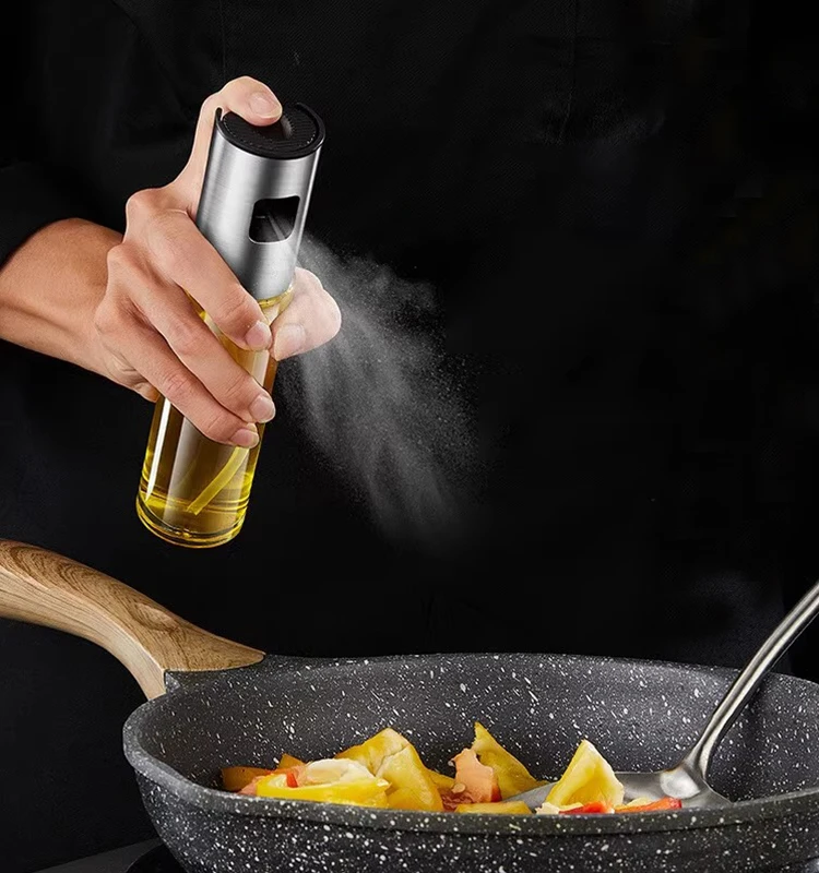 PLYS Olive Oil Atomization Spray Bottle,Kitchen Air Fryer Spray Bottle,Barbecue Glass Pressure Cooking Oil Leak-Proof Oil Bottle