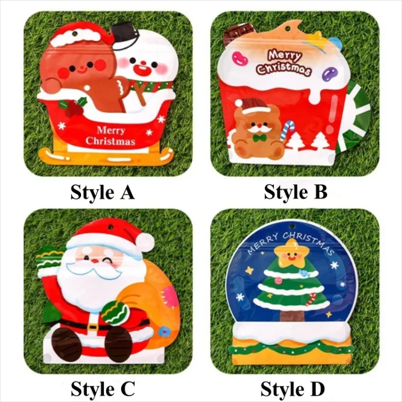 

10/100PCS Plastic Christmas Cartoon Zipper Stand-up Packaging Bag DIY Cute Sugar Candy Snack Child Xmas Gifts Storage Pouches