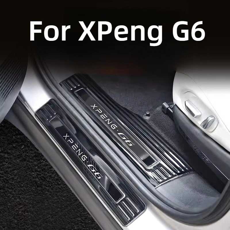 Fit For XPeng G6 2023-2025 Car Stainless Steel Door Sill Strip Welcome Pedal Protection Sticker Upgrade