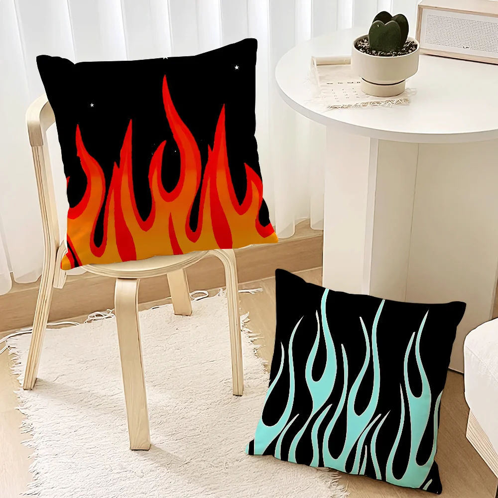 Ghost Fire Fashion Flame Cool Pillow Case Living Room Accent Couch Back Support Square Lounge Restful Nap Companion ﻿