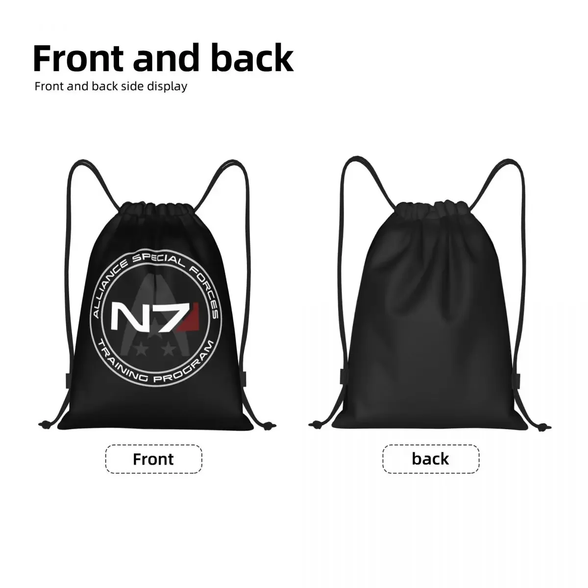 Custom Alliance Mass Effect N7 Drawstring Backpack Bags Men Women Lightweight Video Game Gym Sports Sackpack Sacks for Yoga