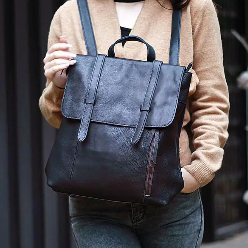 

New Shoulder Bag Large Capacity Single Shoulder Oblique Straddle Cowhide Bag Women Art Retro College Student Class Commuter Bag