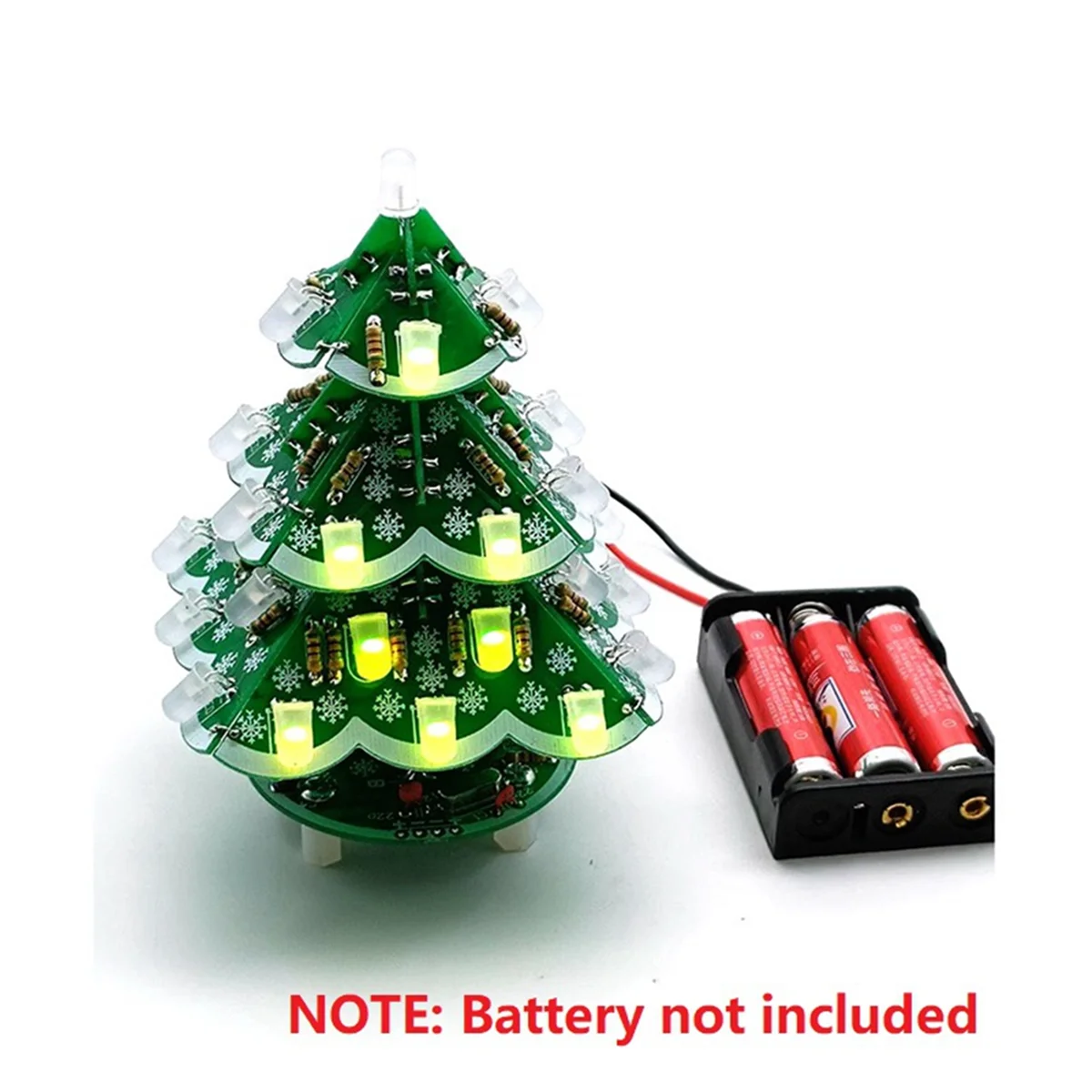 Imagem -04 - Stereo Christmas Tree Led Faça Você Mesmo Kit Vermelho Verde Amarelo Flash Circuit Kit para Eletrônica Prática de Solda Aprendizagem 3d