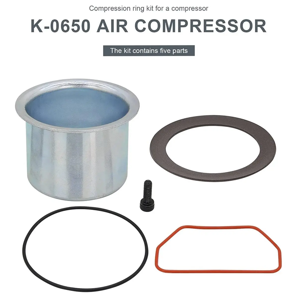 【STABLE QUALITY】2pcs K-0650 Air Compressor Cylinder Sleeve and Compression Ring Kit, Cable Air Compressor Service Kits