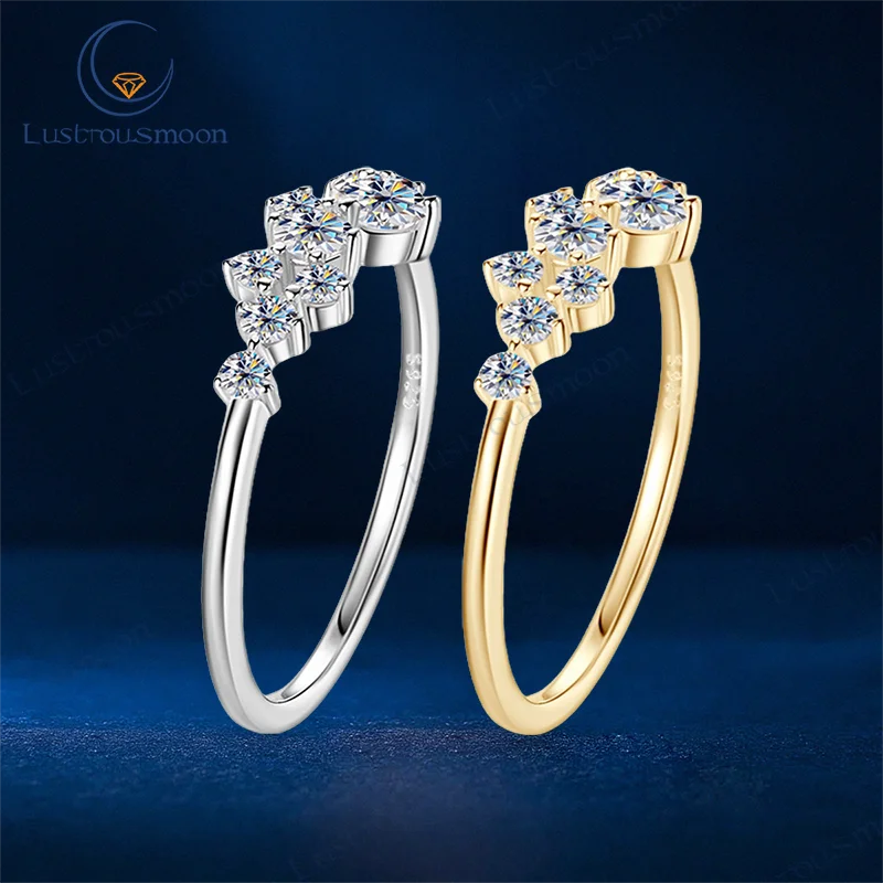 Anillos de moissanita de Plata de Ley 925 de Color D para mujer, anillo de diamante sintético brillante, joyería de boda fina para eternidad, regalo