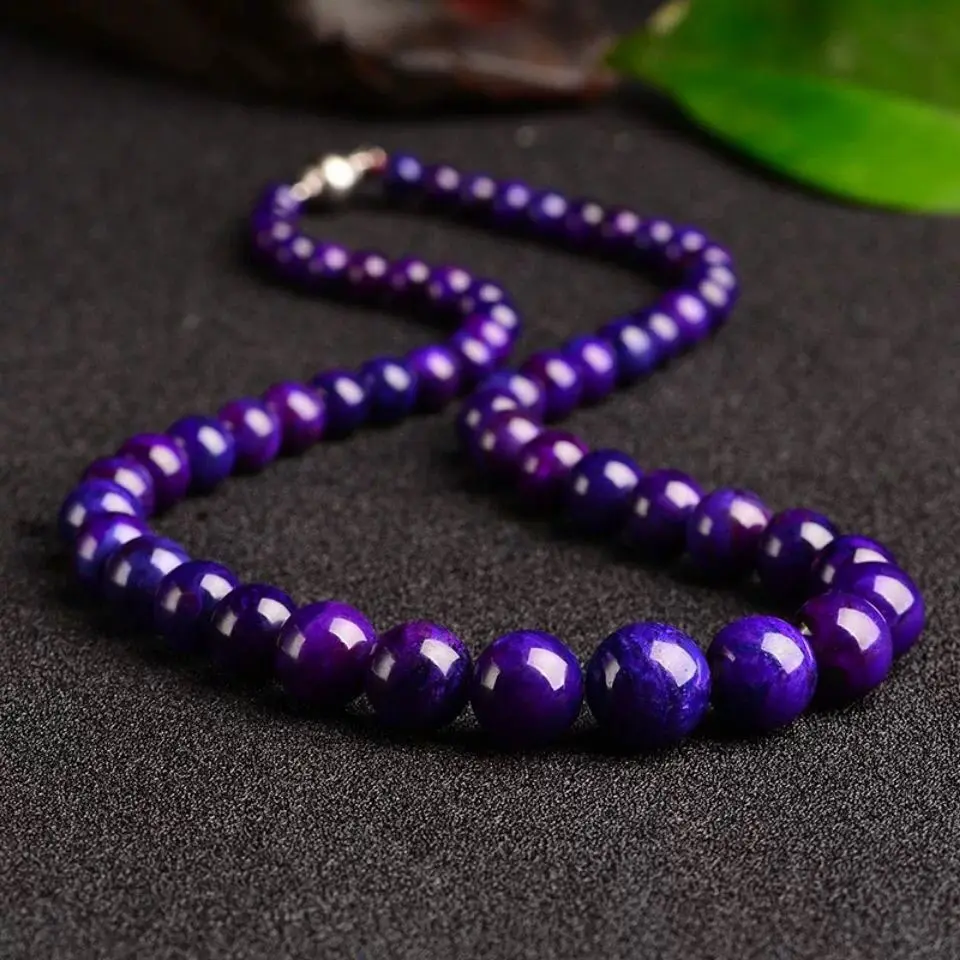 

South African natural old material old mine royal purple shu julai suji stone women's tower chain necklace