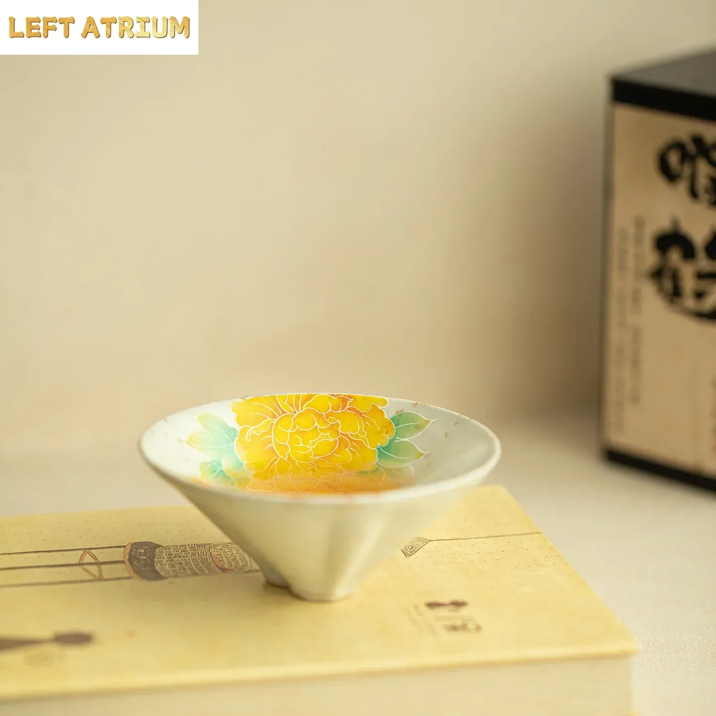 Blue and White Flint Red Yellow Peony Gourd Teacup Master Cup Handmade Ceramic TeaSet Exquisite TeaCup Kung Fu TeaSet Master Cup