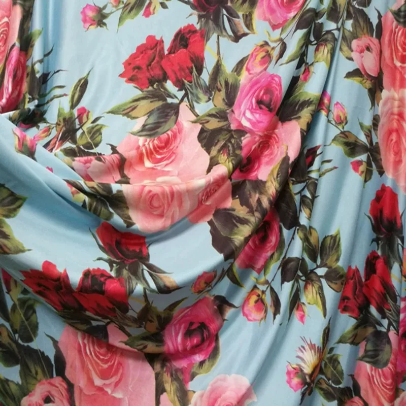 

Большие эластичные розовые розы, красочная ткань с большим цветочным принтом, швейное платье, длинная юбка, ткань Cheongsam, оптовая продажа