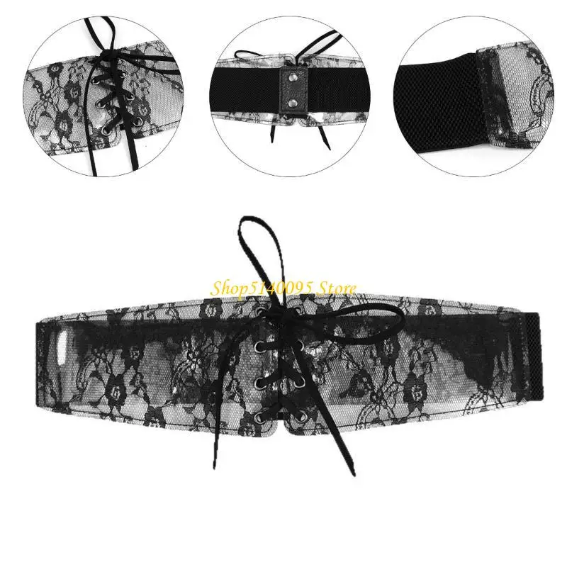 DXAE Corset Top Weistband for Women القوطية الشريط الدانتيل الشريط الفخم السفلي
