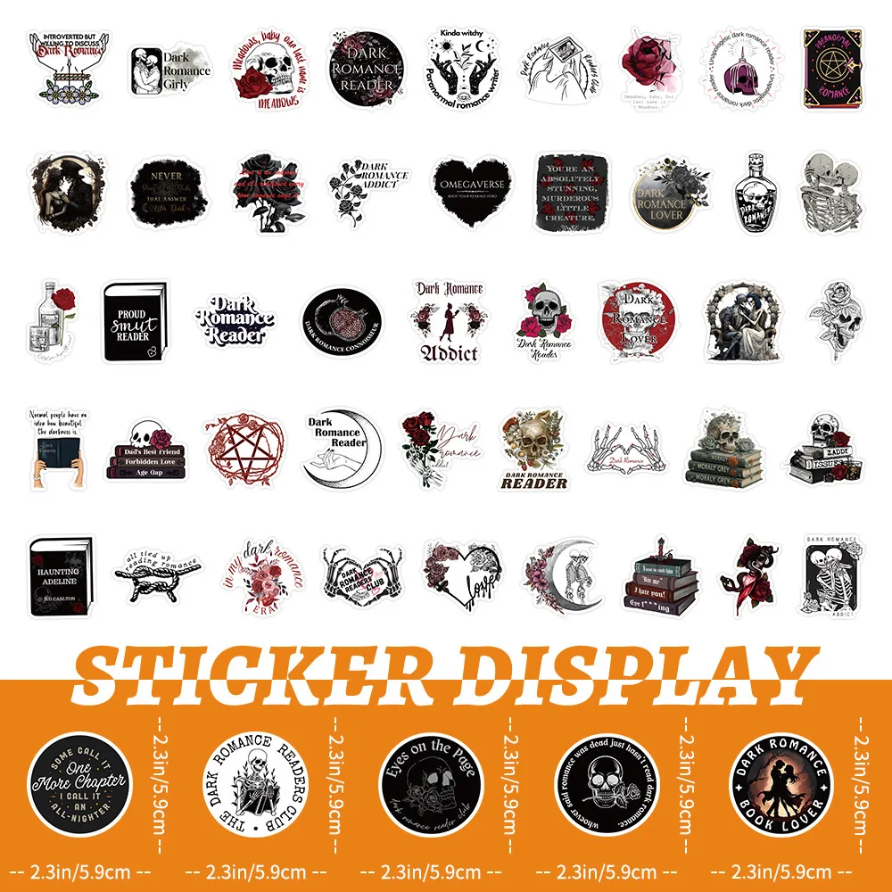 10/50/100Pcs Cool Dark Romance Reader Skull Stickers DIY Scrapbook Notebook Diary Guitar Skateboard Luggage Graffiti Sticker Toy