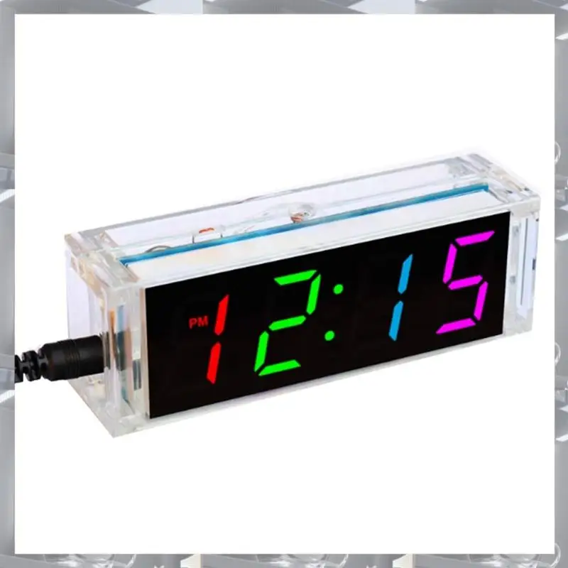 DIY Clock Kit Digital Tube Temperature Clock Colorful Display DS1302 DIY Electronic Kit Soldering Subjest Assembly Kit