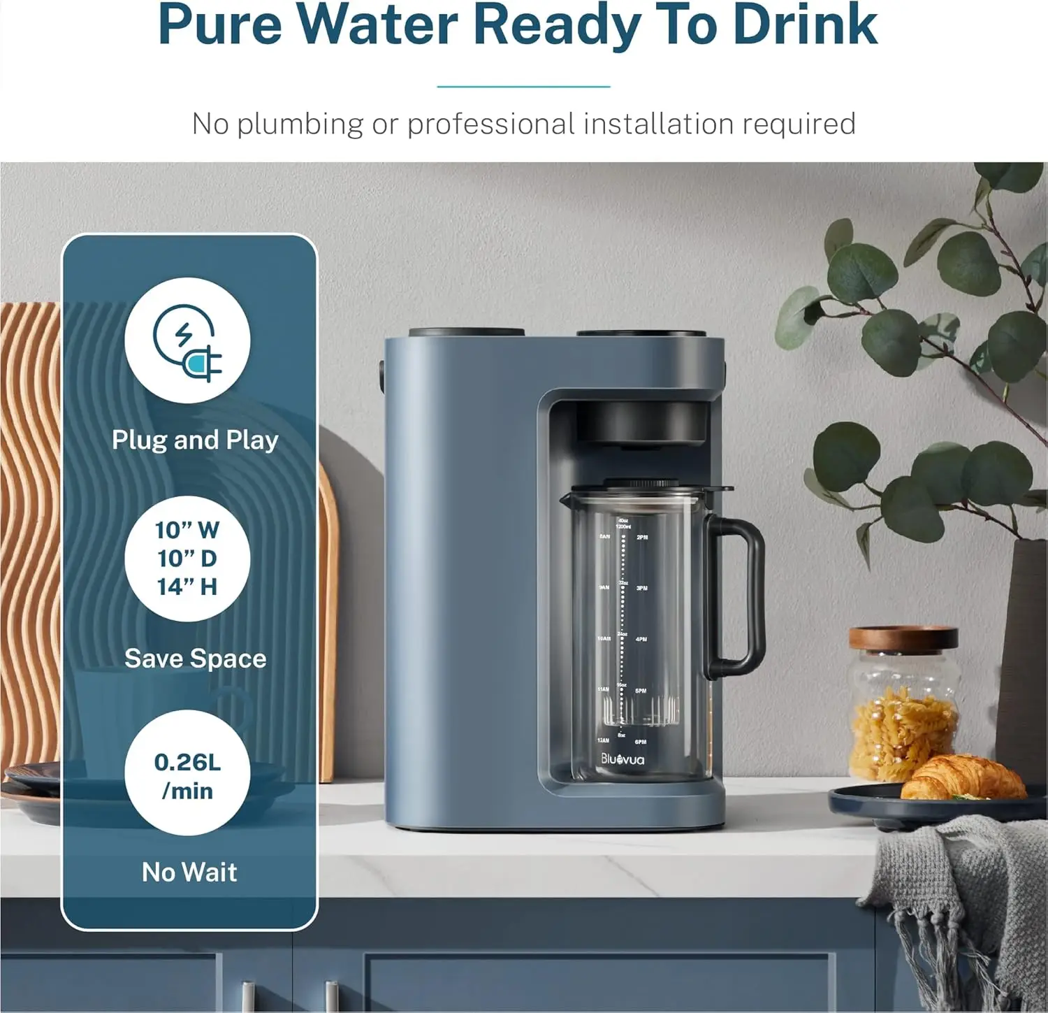 Countertop Reverse Osmosis Water Filter System, 5 Stage Purification, 3:1 Pure to Drain, Portable Water Purifier