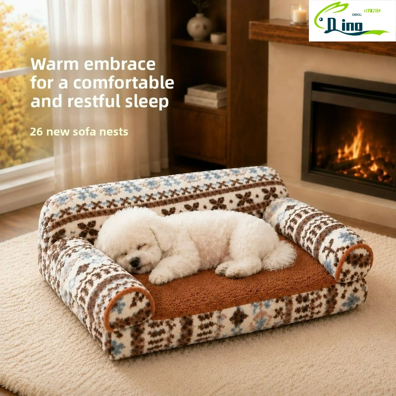 Autumn Winter Fleece Pet Sofa Bed Backrest Dog Cat Nest Warm Thickened Cushion For Small Medium Pets Bichon Pet Supplies