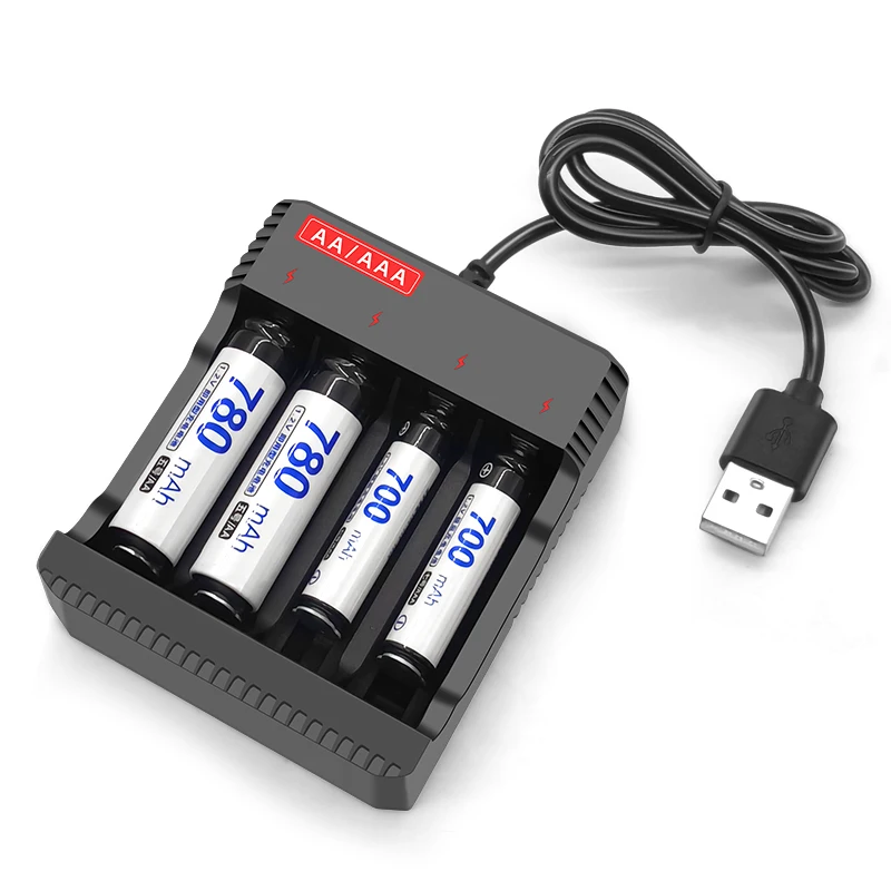 USB interface universal battery charger Suitable for AA/AAA batteries 4-slot lithium battery reverse charging protection charger