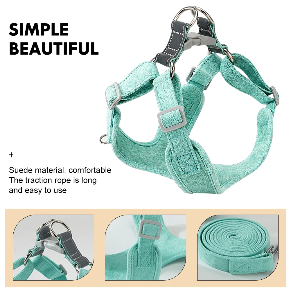 

Pet Leash Adjustable Harness Xxx Small Puppy for Dogs Outdoor Chest Suede Mesh