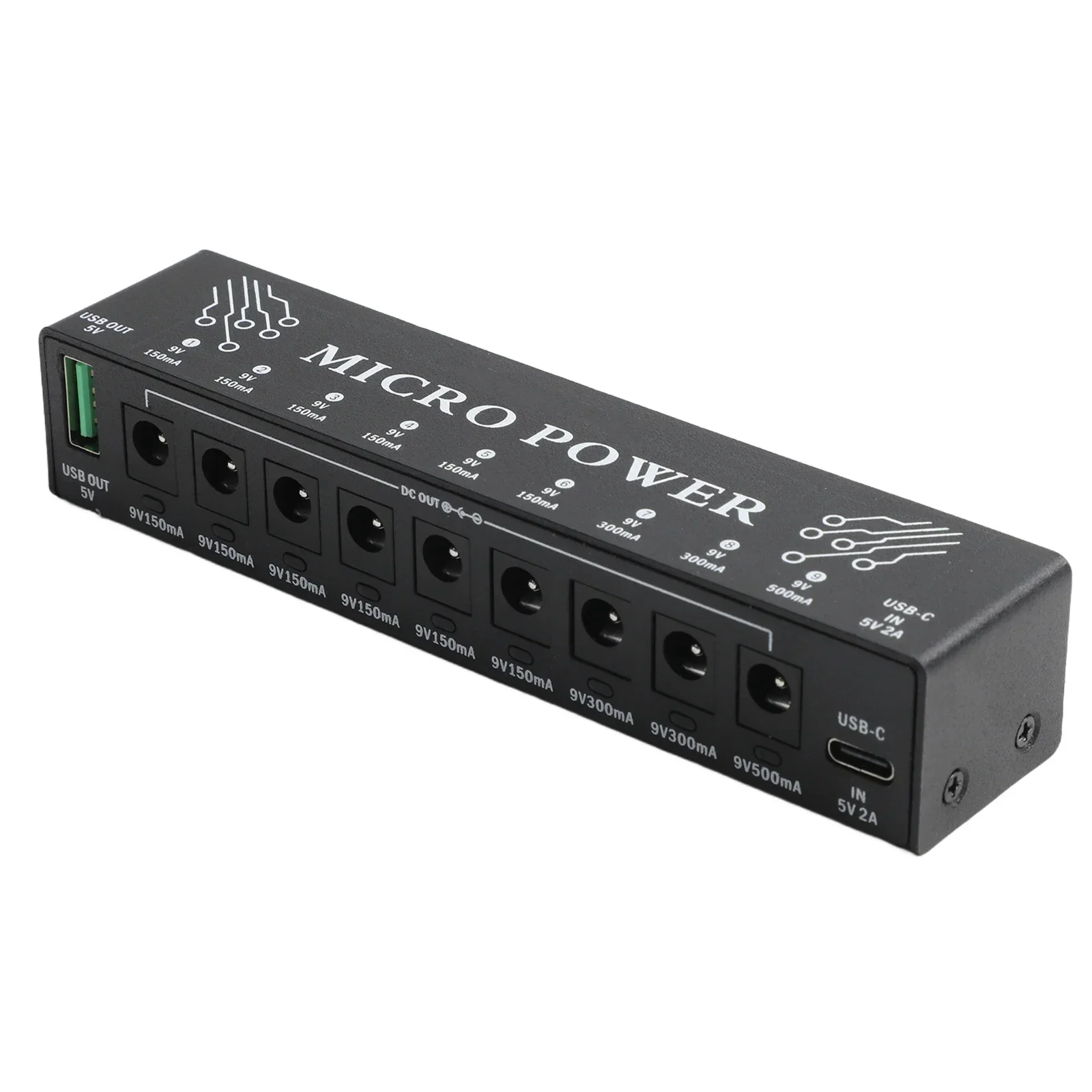 

For Live Use Black 9-Way Power Supply Isolated Power Supply For Pedals Power Supply USB Output Versatile Power Ratings