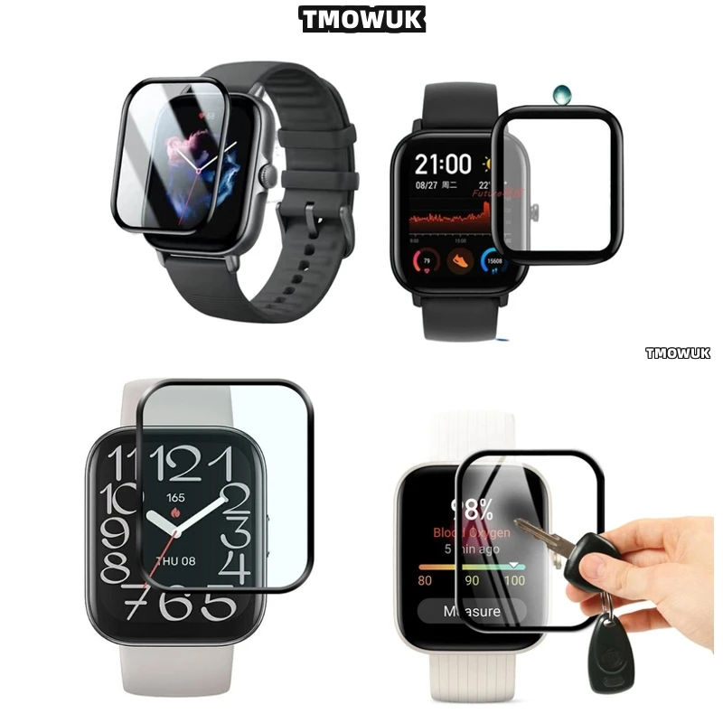 

3D Curved Full - Cover Soft Flexible Protective Film For Amazfit BIP 3 5 6 U Pro Active Unity GTS 2E 2 3 4 MINI's Touch Screen