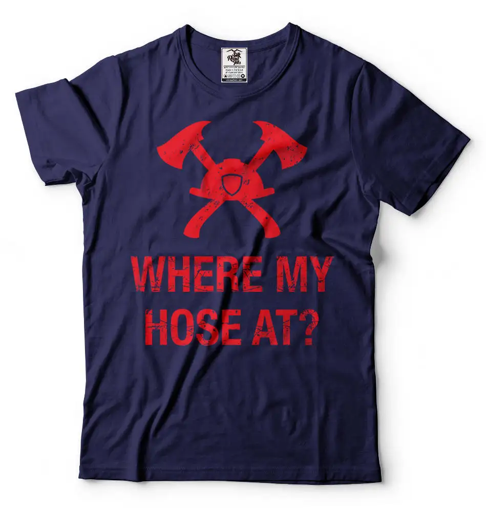 Christmas T Shirt For Firefighter Funny Where My Ho'S At Hose Tee Husband Son