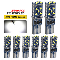 2/6/10 PCS T10 W5W 194 LED Bulbs Canbus Car Interior Dome Trunk License Plate Wedge Side Lights 12V 24V 2016-15SMD 7000K White