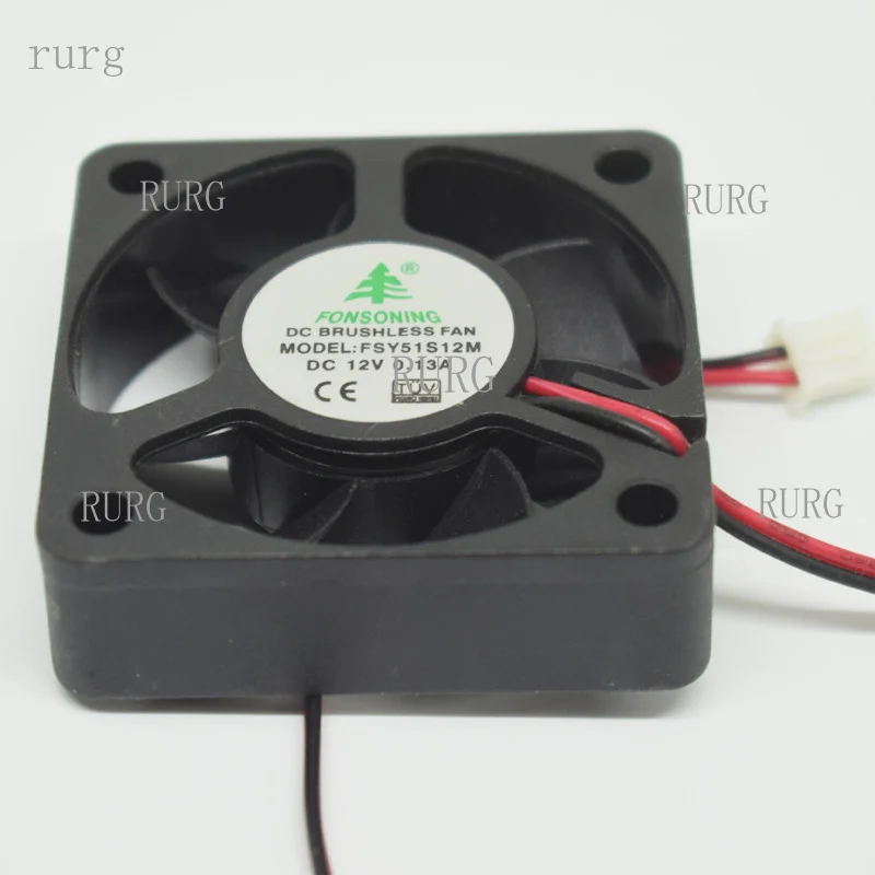 R+ 1-piece brushless DC cooling fan, 50x50x15mm, 5015, 7 blades, 12V, 0.13A, 2-pin connector