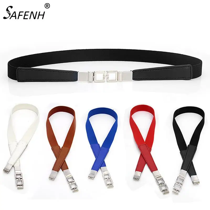

1Pcs Fashion Women PU Black White Waist Band Thin Elastic Waist Belt Dress Apparel Accessories Cinturon Mujer 5 Colors