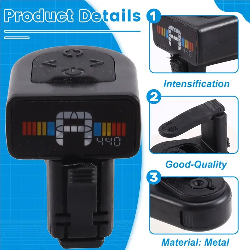 A74K-Tuner For Guitar-Micro Headstock Guitar Tuner-Works For Acoustic, Electric, Bass, Mandolin, Banjo, Ukulele