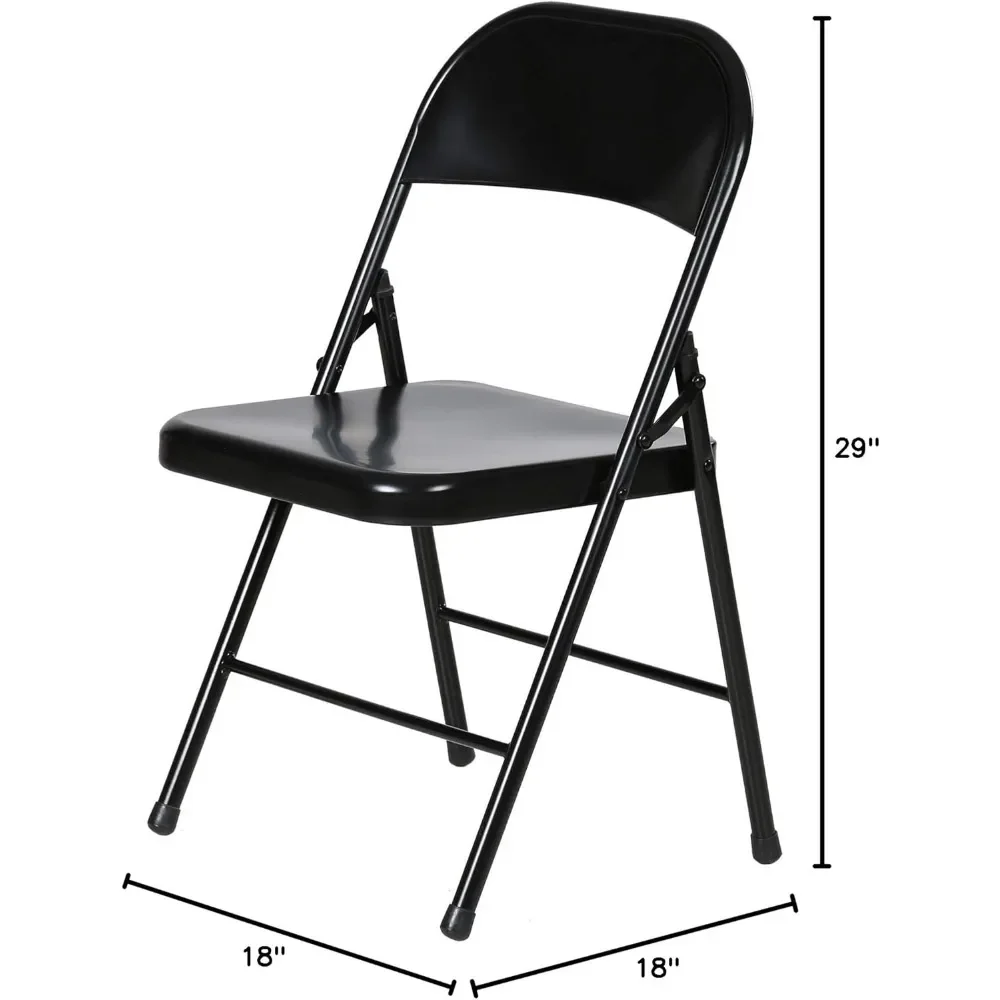 Plastic Development Group Indoor/Outdoor Metal Steel Folding Fold Up Party Chair, Black (4 Pack)