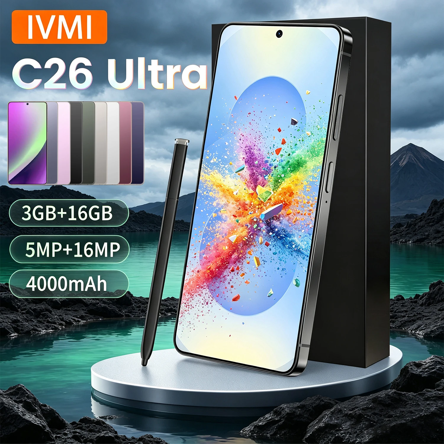 IVMI C26 Ultra Smartphones Android 10.0 Dual SIM 3GB RAM 16GB ROM 5+16MP 6.9inch WIFI Bluetooth Play Store 4G Mobile Phones