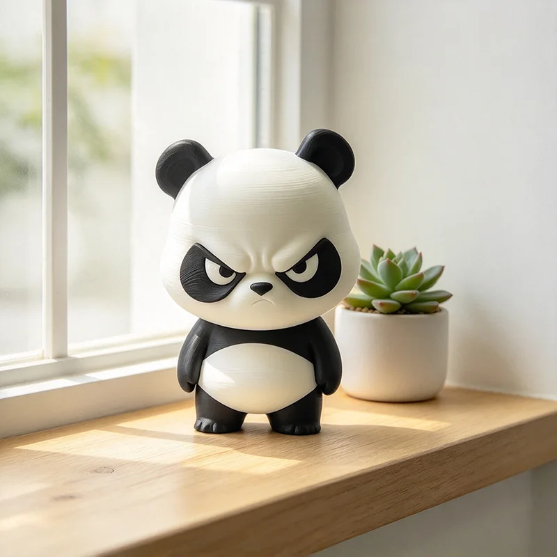Angry Panda Figurine Cute Cartoon Desk Ornament Black White Panda Statue for Home Office Desk Decor Gift Customizable Wholesale