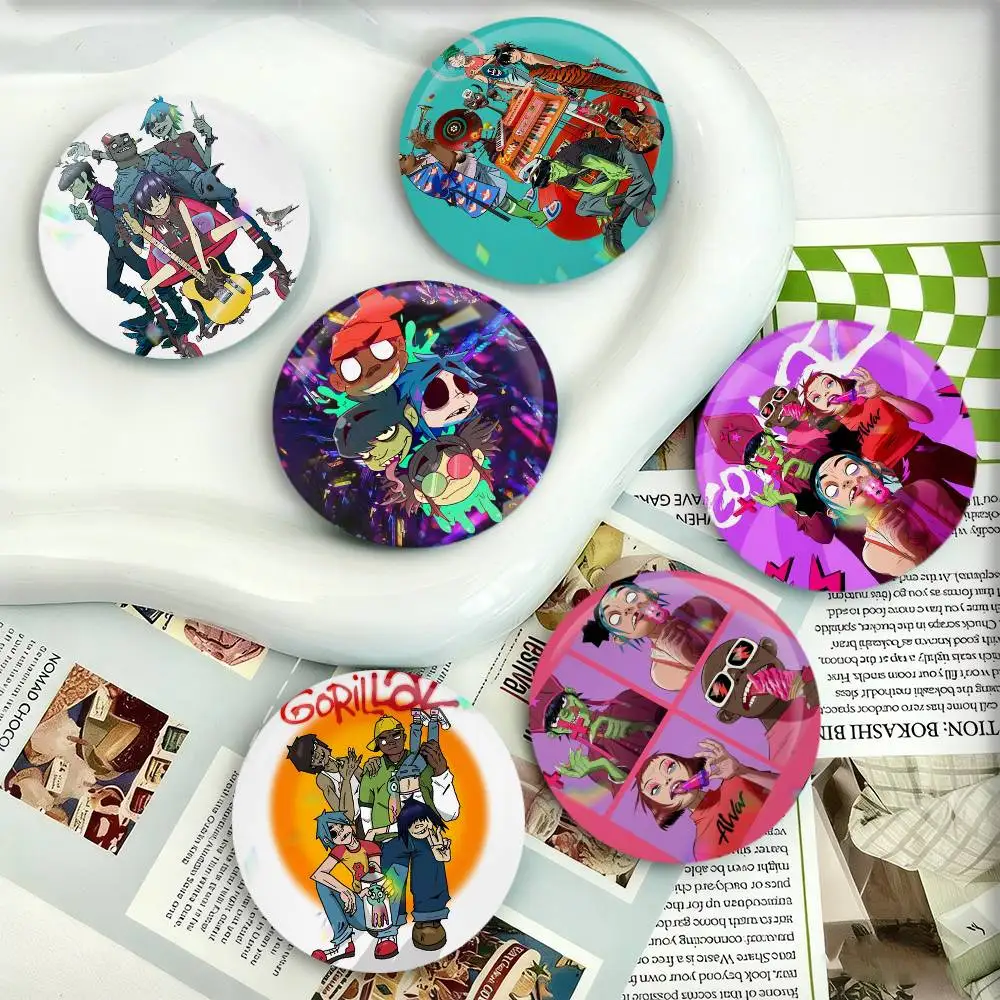 For D-Damon Albarn G-Gorillaz Badges 25 32 44 58 75 mm Round Fans Collect Friends Gifts Brooch Souvenir