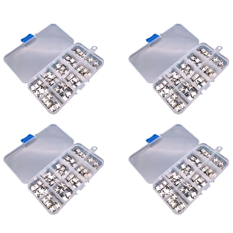 

AT44-400 шт./лот, 10 моделей, USB-разъемы для зарядки Type-C, смешанные 6-контактные и 16-контактные разъемы для ремонта телефонов и цифровых продуктов