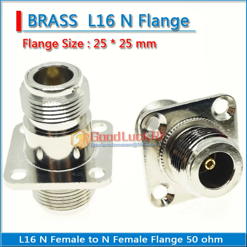 

Dual L16 N Female to N Female 4 hole Flange Panel Mount Plug 25 * 25 mm Nickel Brass 50 ohm RF Connector Coaxial Adapters