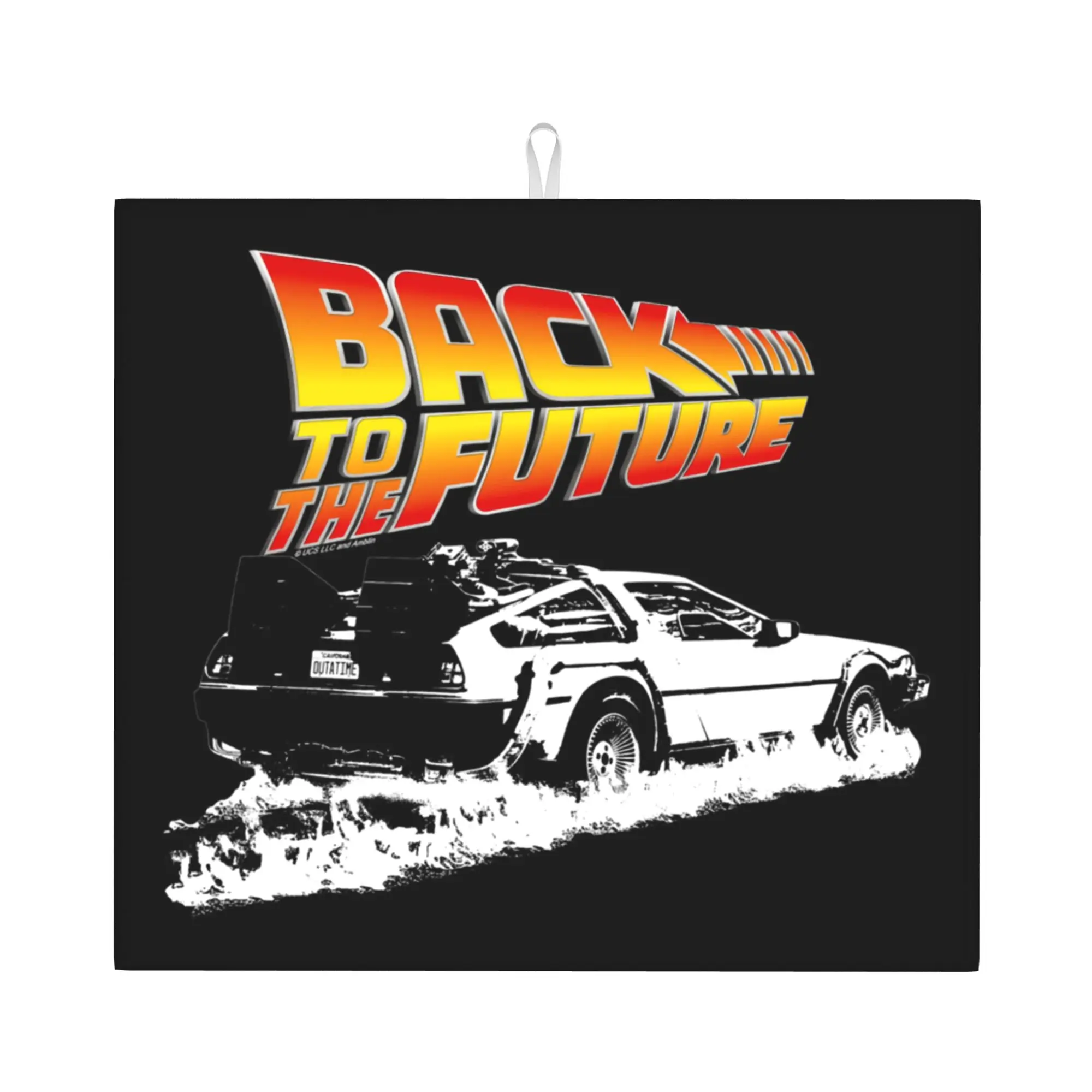 Back To The Future Drying Mat For Kitchen Waterproof Non‑Slip Oil Proof Reusable DeLorean Fire Tracks Countertop Protector Mat