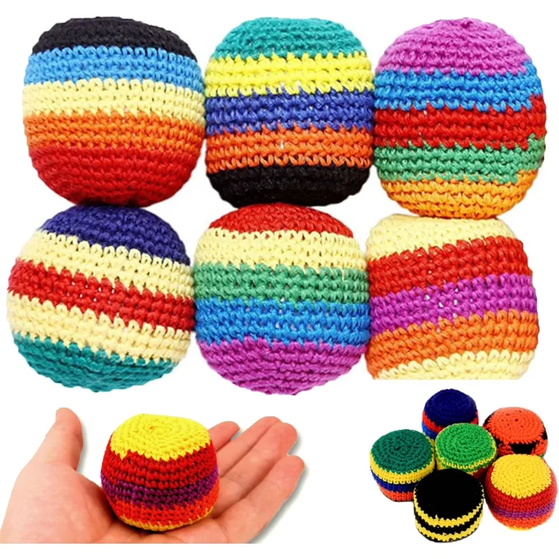 Handmade Knitted Hacky Sack, 2026 Upgraded Crochet Footbag Juggling Balls, Geometric Pattern for Adults Beginners