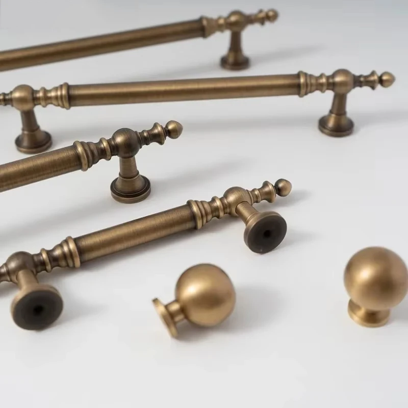 

Vintage Bronze Solid Brass Handles for Bedroom Kitchen Cupboard Cabinets Knobs T-bar Pulls Wardrobes Furniture Hardware