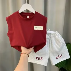 New Boys Baby Clothing Set Summer Children's Tank Top Shorts Handsome Two Piece Set