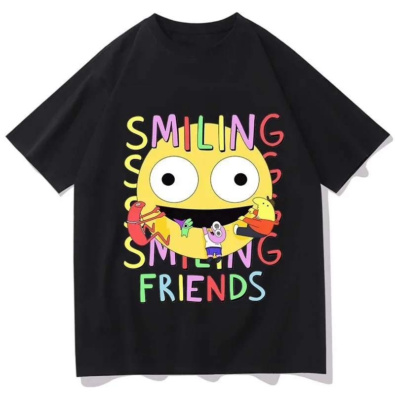 Smiling Friends Cartoon Print T-shirt Comfortable Women Women Summer Tee-shirt Casual Tshirts Manga Funny Tees Graphic T Shirts