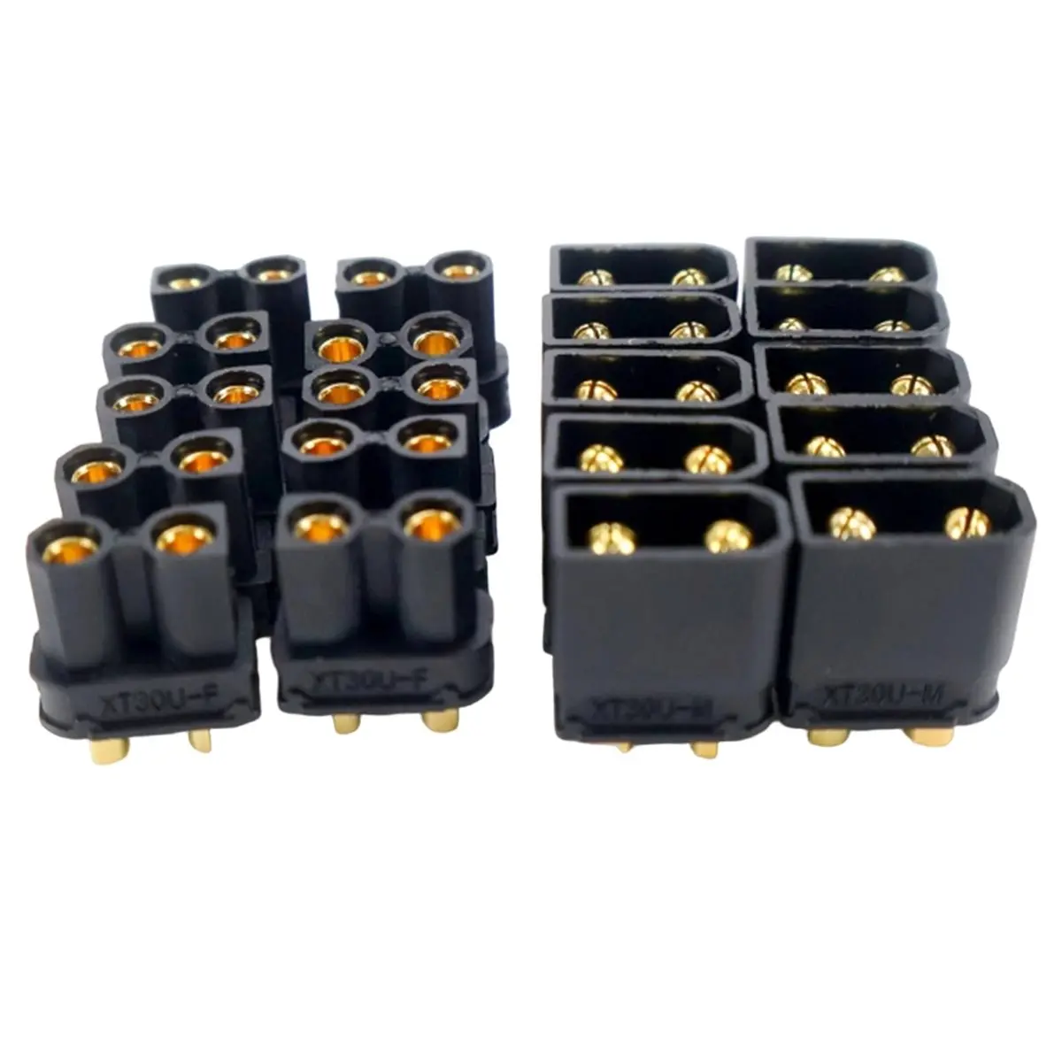 【50% OFF】10pairs XT30 XT-30U Black Male Female Connectors Plugs for RC Multi Aircraft Fixed Wing Lipo Battery ESC