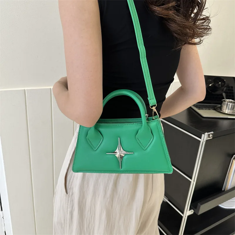 Fashion Small Women\'s Shoulder Bag PU Leather Square Crossbody Bags for Women Metal Patchwork Trend Designer Handbags Purses