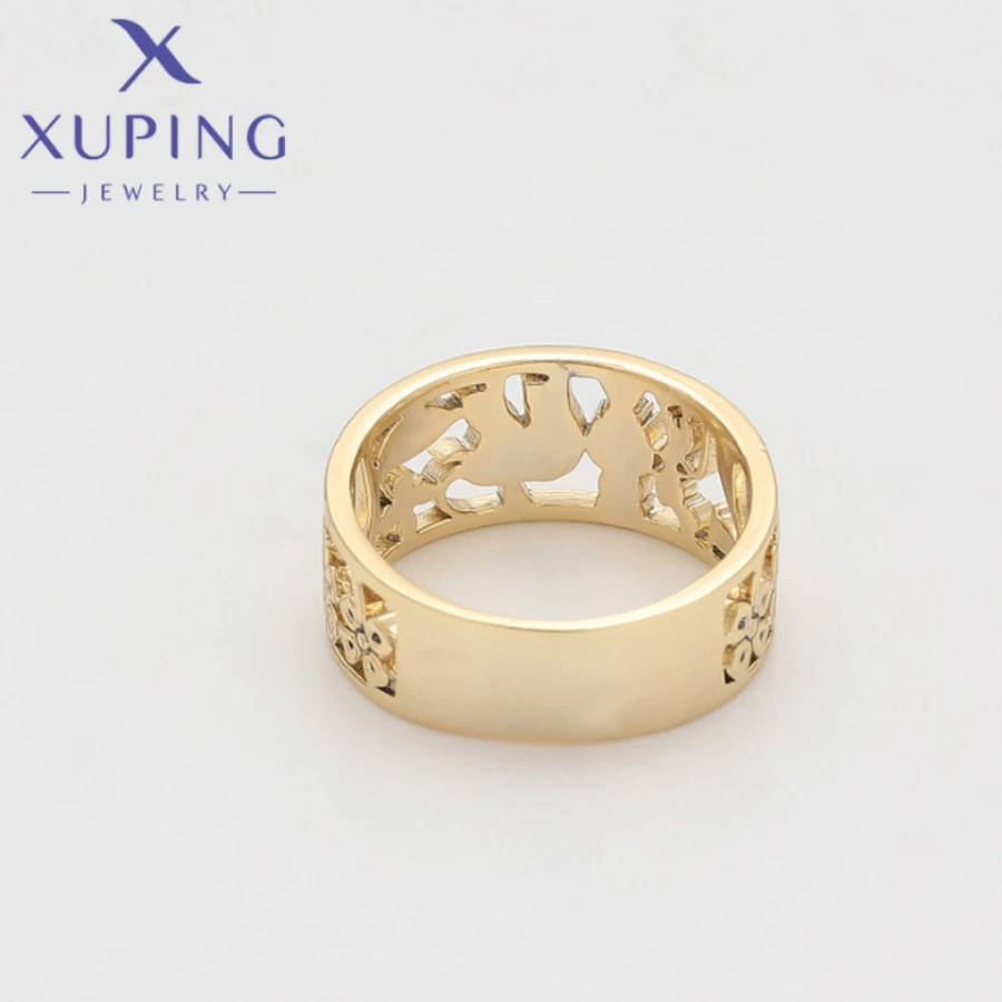 Xuping Jewelry New Arrival Fashion Light Gold Color Circle Shape Rings for Women Girls Wedding Commemoration Day Gift X000893105